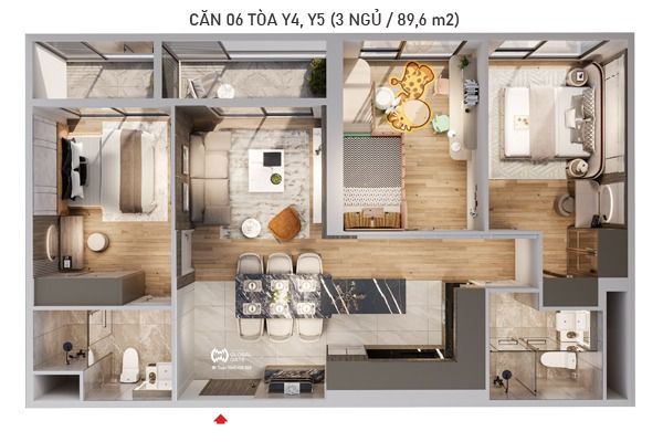 CĂN 06 TÒA Y4 - ATLANTIC (3 NGỦ / 89,6 m2) VIEW CẦU TỨ LIÊN