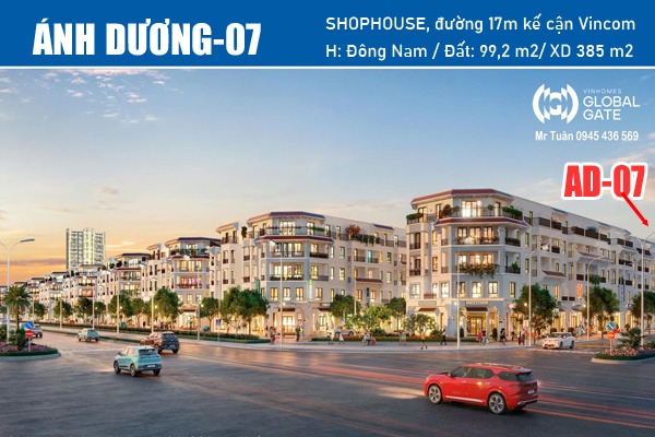 AD-07 SHOPHOUSE ĐƯỜNG ÁNH DƯƠNG (TRỤC ĐƯỜNG HUYẾT MẠCH GRAND WORLD - VINCOM)