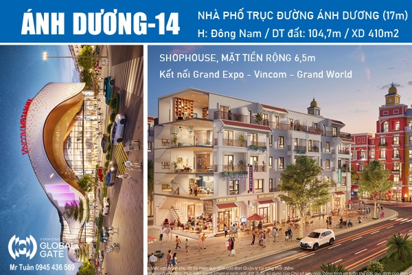 AD-14 NHÀ PHỐ ĐƯỜNG ÁNH DƯƠNG - KẾT NỐI Grand Expo - Vincom - Grand World