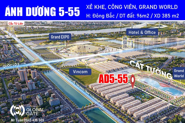 ÁNH DƯƠNG 5-55 SHOPHOUSE XẺ KHE, ĐỐI DIỆN CÔNG VIÊN Tropical Oasis Park, LỐI VÀO TỔ HỢP GRAND WORLD HANOI 9,1ha