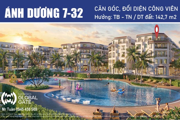 ÁNH DƯƠNG 7-32 LIỀN KỀ GÓC, VIEW CÔNG VIÊN NỘI KHU