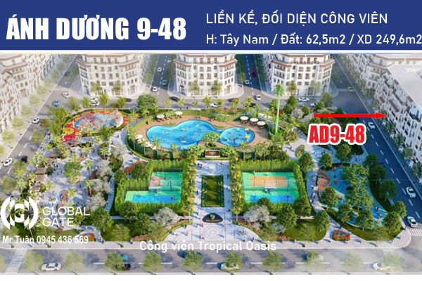ÁNH DƯƠNG 9-48 LIỀN KỀ (62,5m2) VIEW CÔNG VIÊN Tropical Oasis