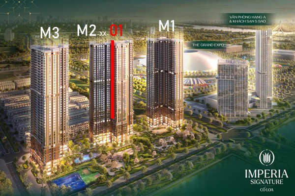 CĂN 01 TÒA M2 (60,5m2 / 2 NGỦ / BC: ĐÔNG BẮC, VIEW CÔNG VIÊN)