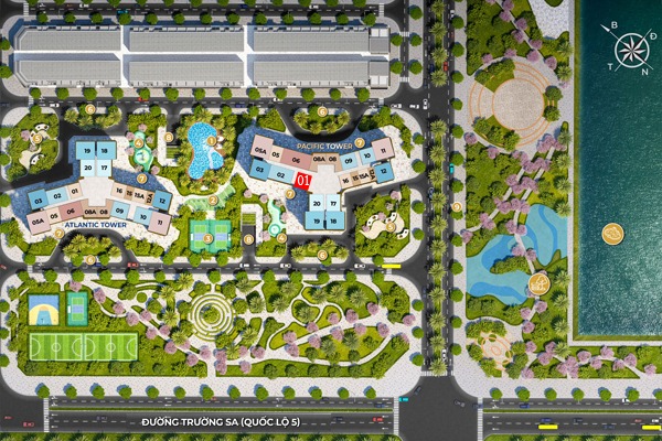 CĂN 01 TÒA PACIFIC (1 NGỦ+ | 45,5 m2) BC: TÂY NAM, VIEW CẦU NHẬT TÂN