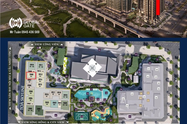 CĂN 08 TÒA SKYLINE (45,2m2 / 1 NGỦ +) - LUMIÈRE PRIME HILLS CỔ LOA