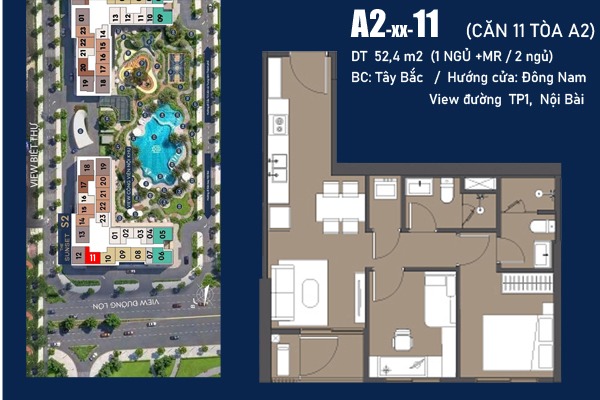 CĂN 11 TÒA A2 Masteri Grand Avenue Cổ Loa