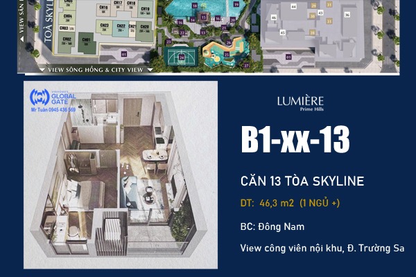 CĂN 13 TÒA SKYLINE - LUMIÈRE Prime Hills CỔ LOA