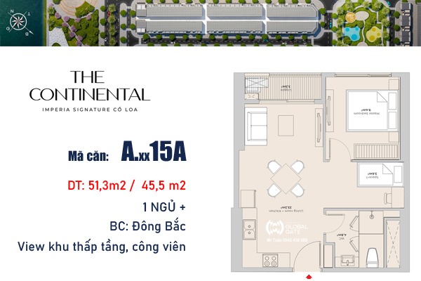 CĂN 15A TÒA Y4 - ATLANTIC The Continental Imperia Signature Cổ Loa