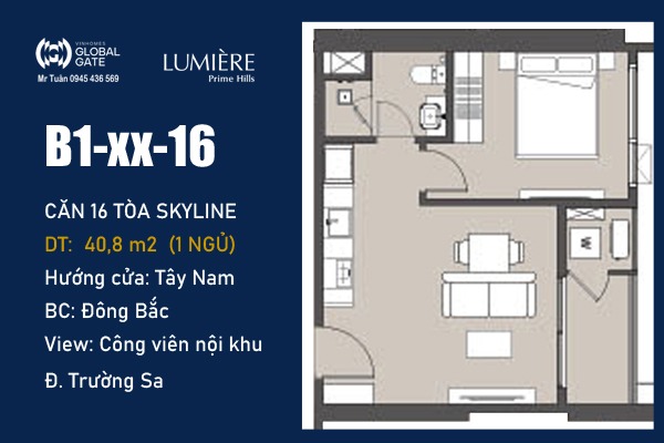 CĂN 16 TÒA SKYLINE - LUMIÈRE PRIME HILLS CỔ LOA