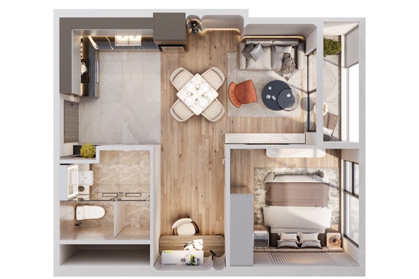 The Continental Imperia Signature Cổ Loa | CĂN 16 TÒA Y5 (1 NGỦ+ | 45,6m2)