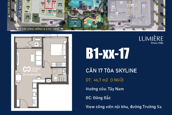 CĂN 17 TÒA SKYLINE - LUMIÈRE PRIME HILLS CỔ LOA