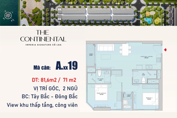 CĂN 19 (2 NGỦ, GÓC) TÒA Y4 - ATLANTIC | THE CONTINENTAL - IMPERIA SIGNATURE CỔ LOA