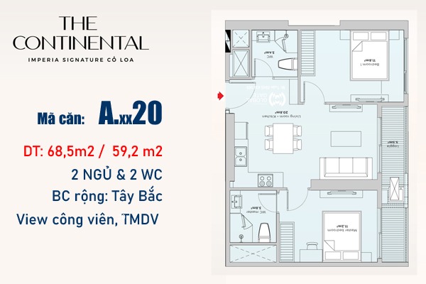 CĂN 20 TÒA Y4 The Continental Imperia Signature Cổ Loa