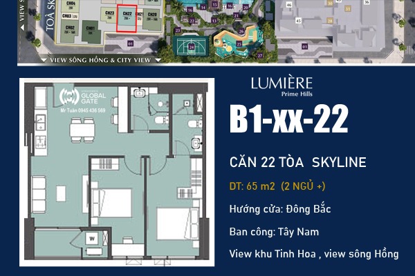 CĂN 22 TÒA SKYLINE - LUMIÈRE Prime Hills CỔ LOA