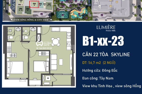 CĂN 23 TÒA SKYLINE - LUMIÈRE Prime Hills CỔ LOA
