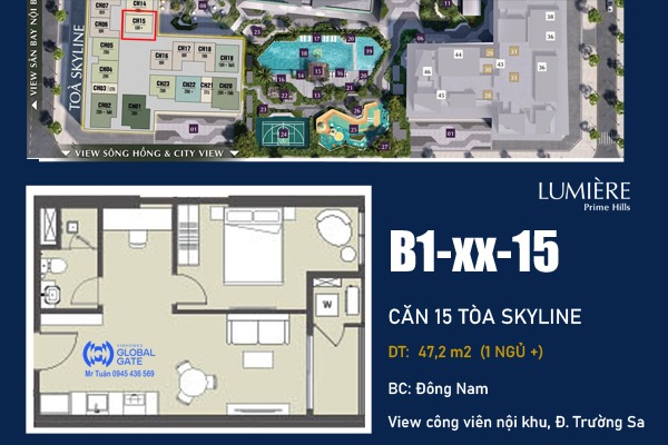 CĂN B1-XX-15 TÒA SKYLINE - LUMIÈRE Prime Hills CỔ LOA