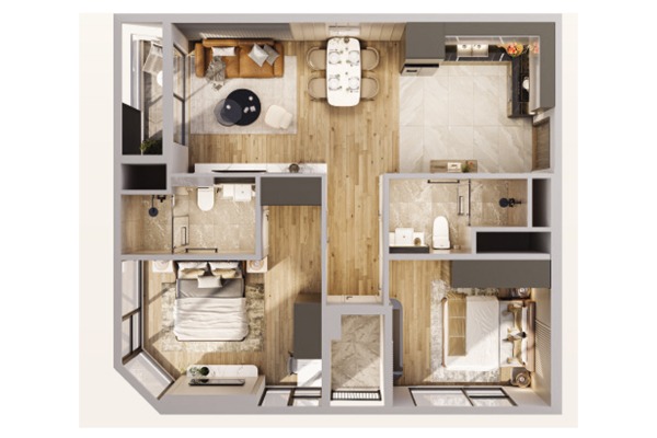 CĂN GÓC 02 TÒA M2 (72m2 / 2 NGỦ / BC: TÂY BẮC -ĐÔNG BẮC, VIEW CÔNG VIÊN)