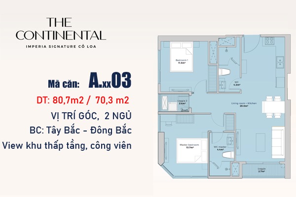 CĂN GÓC 03 TÒA Y4 - ATLANTIC The Continental Imperia Signature Cổ Loa