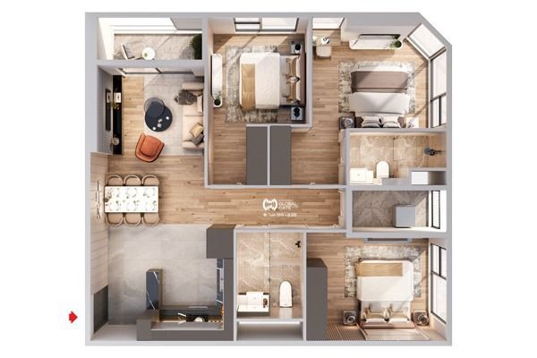 CĂN GÓC 11 TÒA Y4 - ATLANTIC (3NGỦ / 88,9 m2)