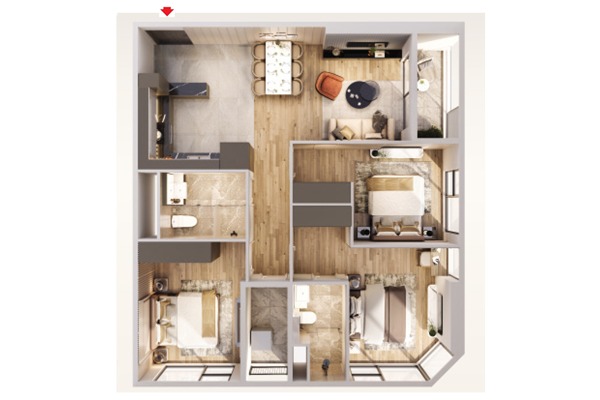 CĂN GÓC 17 THÁP MONACO (90m2 / 3 NGỦ /BC: ĐÔNG NAM - ĐÔNG BẮC)