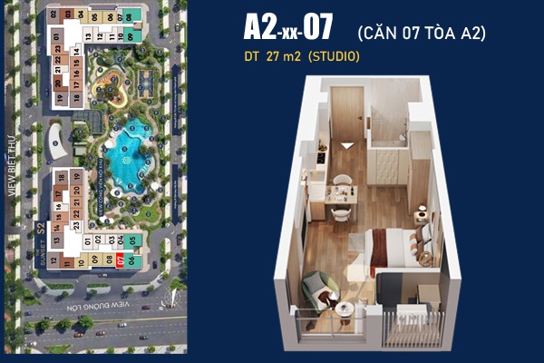 CĂN STUDIO A2-xx-07 Masteri Grand Avenue Cổ Loa