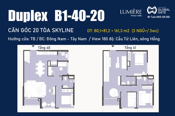 DUPLEX Tòa SKYLINE Lumiere Prime Hills Cổ Loa