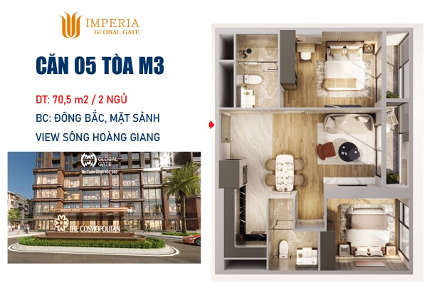 LAYOUT CĂN 05 TÒA M3 COSMOPOLITAN VINHOMES GLOBAL GATE