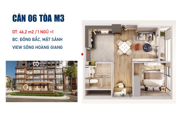 LAYOUT CĂN 06 TÒA M3 (MẶT SẢNH) COSMOPOLITAN VINHOMES GLOBAL GATE