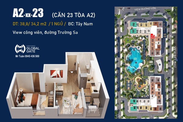 LAYOUT CĂN 23 The SUNSET Masteri Grand Avenue Cổ Loa