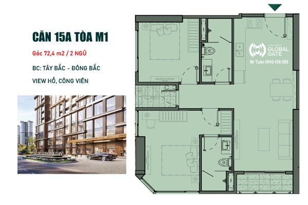 LAYOUT CĂN GÓC 15A TÒA M1 - MAYFAIR | COSMOPOLITAN - MIK CỔ LOA