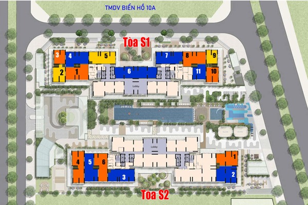 Layout Shop chân đế 02 Tòa Senique II (U37A) Ocean Park Gia Lâm