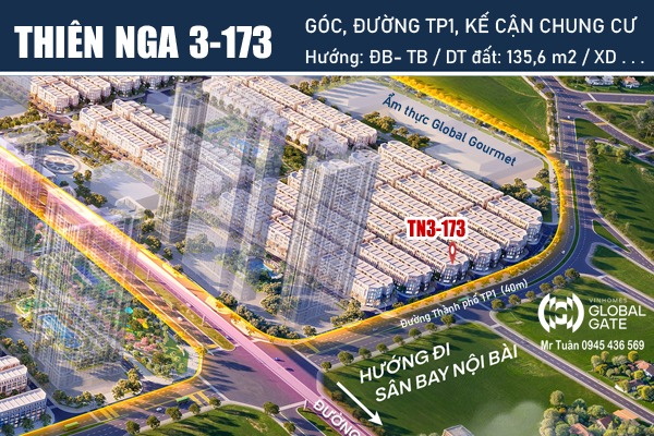 LIỀN KỀ GÓC THIÊN NGA 3-173 (TRỤC ĐƯỜNG THÀNH PHỐ TP1)