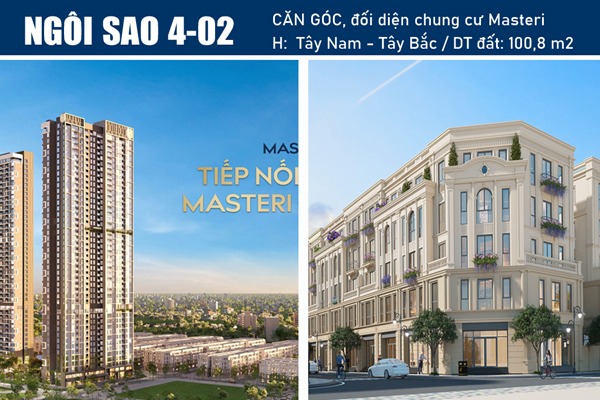 NGÔI SAO 4-02 NHÀ PHỐ, CĂN GÓC, ĐỐI DIỆN CHUNG CƯ