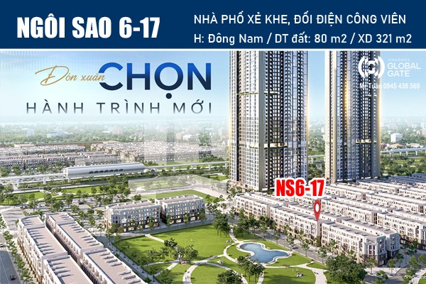 NGÔI SAO 6-17 | Nhà phố xẻ khe, đối diện Công viên Boutique Park - Vinhomes Global Gate