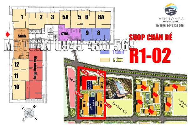 SHOPHOUSE 5A CHÂN ĐẾ TÒA R1-02 (MẶT ĐƯỜNG 40m)