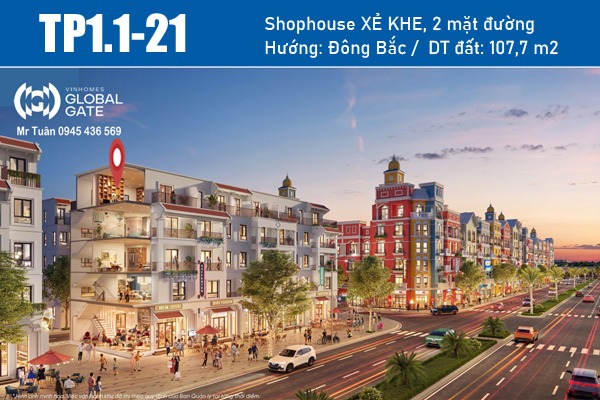 SHOPHOUSE TP1.1-21 (XẺ KHE, 2 MẶT ĐƯỜNG) PHÂN KHU CÁT TƯỜNG