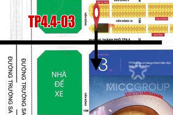 Shophouse TP4.4-03 ĐƯỜNG THÀNH PHỐ (30m) ĐỐI DIỆN VINCOM