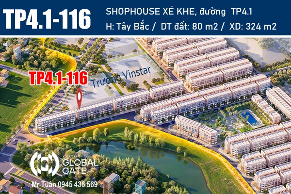 SHOPHOUSE XẺ KHE TP4.1-116 TRỤC ĐƯỜNG THÀNH PHỐ TP4.1