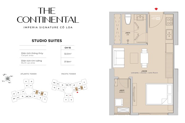STUDIO 15 TÒA Y5 PACIFIC (32m2) BC: TÂY NAM, VIEW EXPO, CẦY TỨ LIÊN