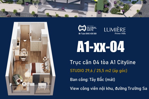 STUDIO CĂN 04 TÒA A1 CITYLINE - LUMIÈRE Prime Hills CỔ LOA