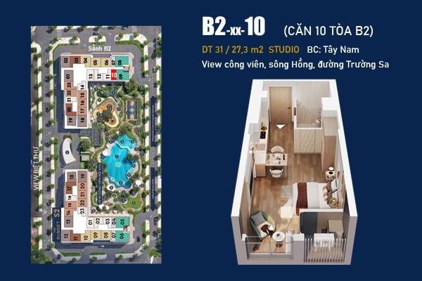 STUDIO CĂN 10 TÒA B2 | Masteri Grand Avenue Cổ Loa thuộc bộ sưu tập Masteri Collection