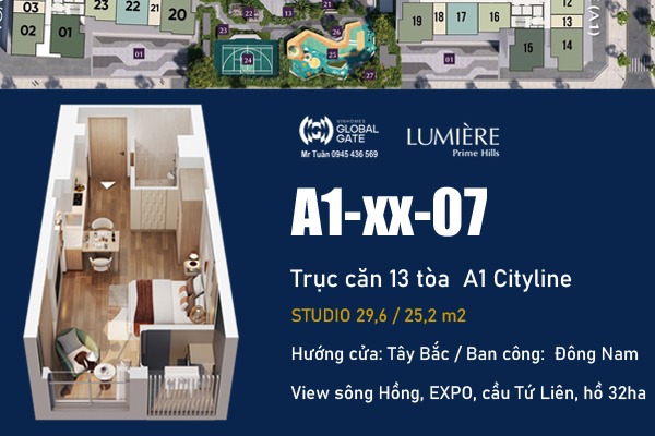 STUSIO, VIEW EXPO, CẦU TỨ LIÊN | CĂN 07 TÒA A1 Cityline LUMIÈRE Prime Hills