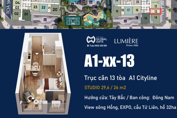 STUSIO, VIEW EXPO, CẦU TỨ LIÊN | CĂN 13 TÒA A1 - LUMIÈRE Prime Hills