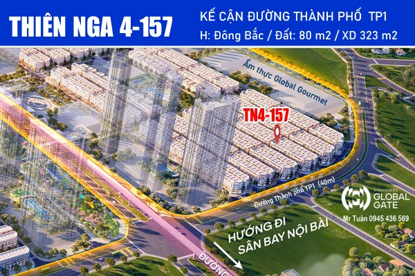 THIÊN NGA 4-157 LIỀN KỀ KẾ CẬN TRỤC ĐƯỜNG THÀNH PHỐ TP1 (40m)