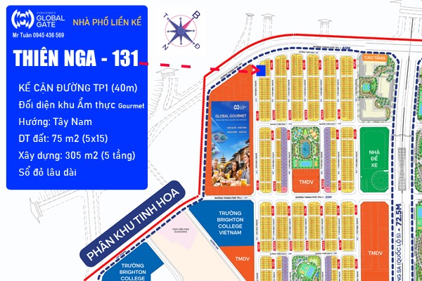 TN-131 NHÀ PHỐ TRỤC ĐƯỜNG THIÊN NGA, ĐỐI DIỆN TT ẨM THỰC QUỐC TẾ