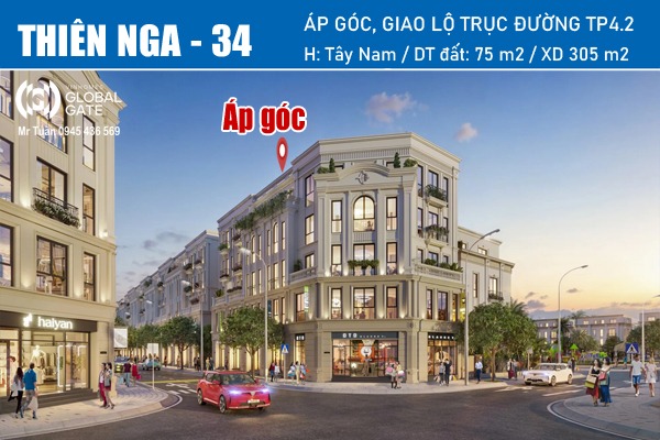 TN-34 NHÀ PHỐ ÁP GÓC TRỤC ĐƯỜNG THIÊN NGA