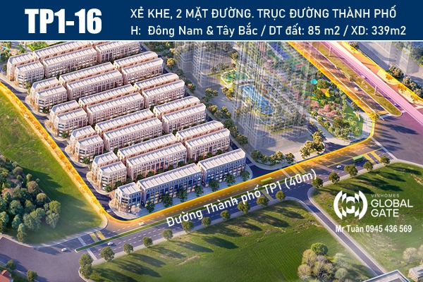 TP1-16 SHOPHOUSE XẺ KHE (ĐƯỜNG THÀNH PHỐ - TP1 RỘNG 40m )