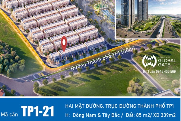 TP1-21 SHOPHOUSE ĐƯỜNG THÀNH PHỐ - TP1 VINHOMES GLOBAL GATE