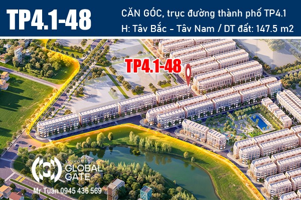 TP4.1-48 SHOPHOUSE GÓC 147,5m2 TRỤC ĐƯỜNG THÀNH PHỐ TP4.1