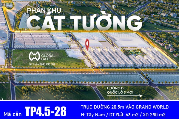 TP4.5-28 LIỀN KỀ ĐƯỜNG THÀNH PHỐ, LỐI VÀO TỔ HỢP GRAND WORLD